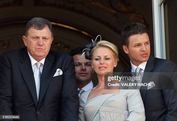 The parents of Charlene Wittstock Michael Kenneth Wittstock , Lynette Humberstone and their children Sean and Gareth pose on the balcony after the...