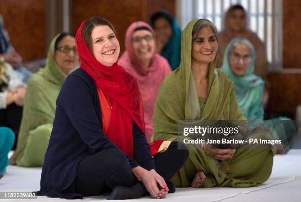 Liberal Democrat leader Jo Swinson during a visit to the Gurdwara Singh Sabha Temple in Glasgow on the General Election campaign trail.