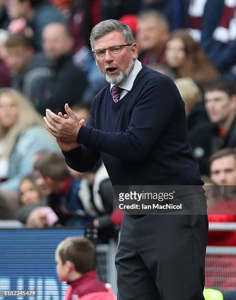 Heart of Midlothian manager Craig Levein looks on during the Ladbrokes Premiership match between Hearts and Rangers at Tynecastle Park on October 20,...