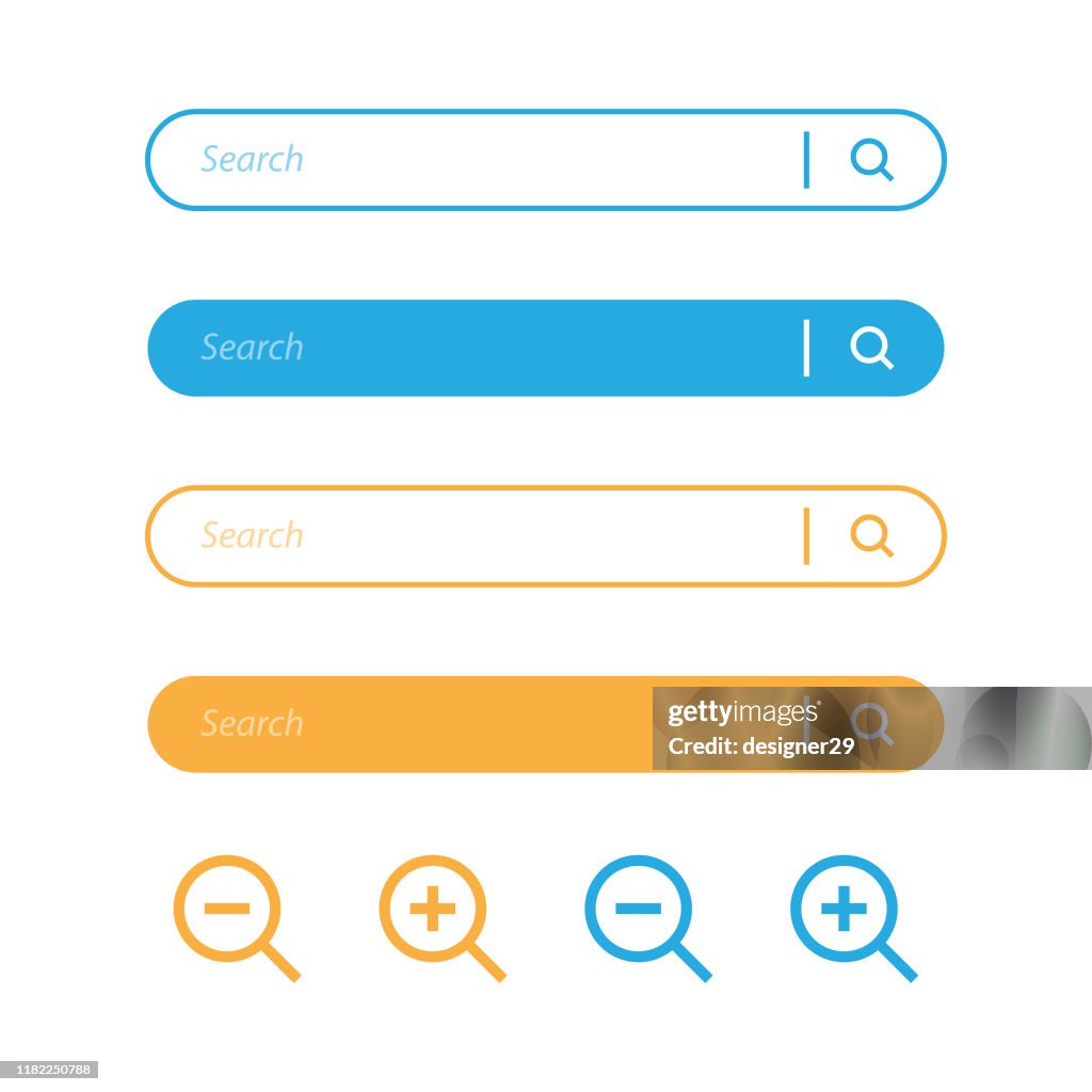 Diseño de icono de la barra de búsqueda y de la lupa.