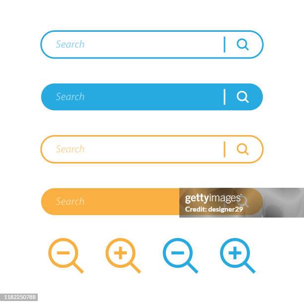 bildbanksillustrationer, clip art samt tecknat material och ikoner med sökfältet och förstoringsglaset ikon design. - web design