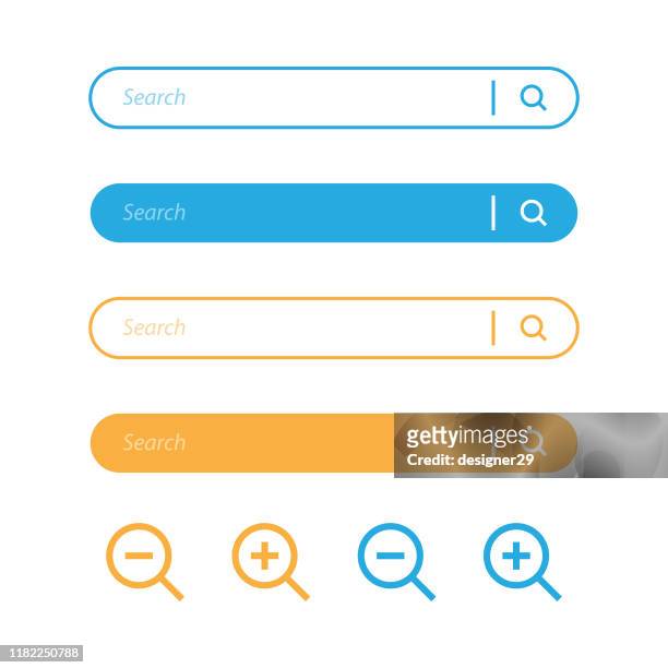 search bar and magnifying glass icon design. - searching stock illustrations