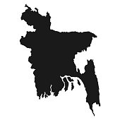 Black Map Of Bangladesh Isolated On White Background, Vector Illustration world geography