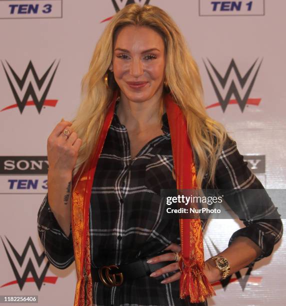 Superstar Charlotte flair poses for a photograph during the Children Day celebration in Mumbai, India on 14 November 2019. Flair is an American...