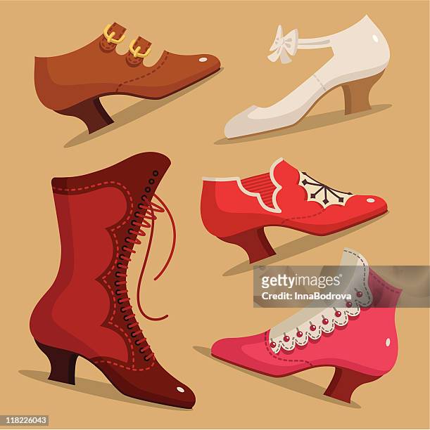 vintage shoes. - suede shoe stock illustrations