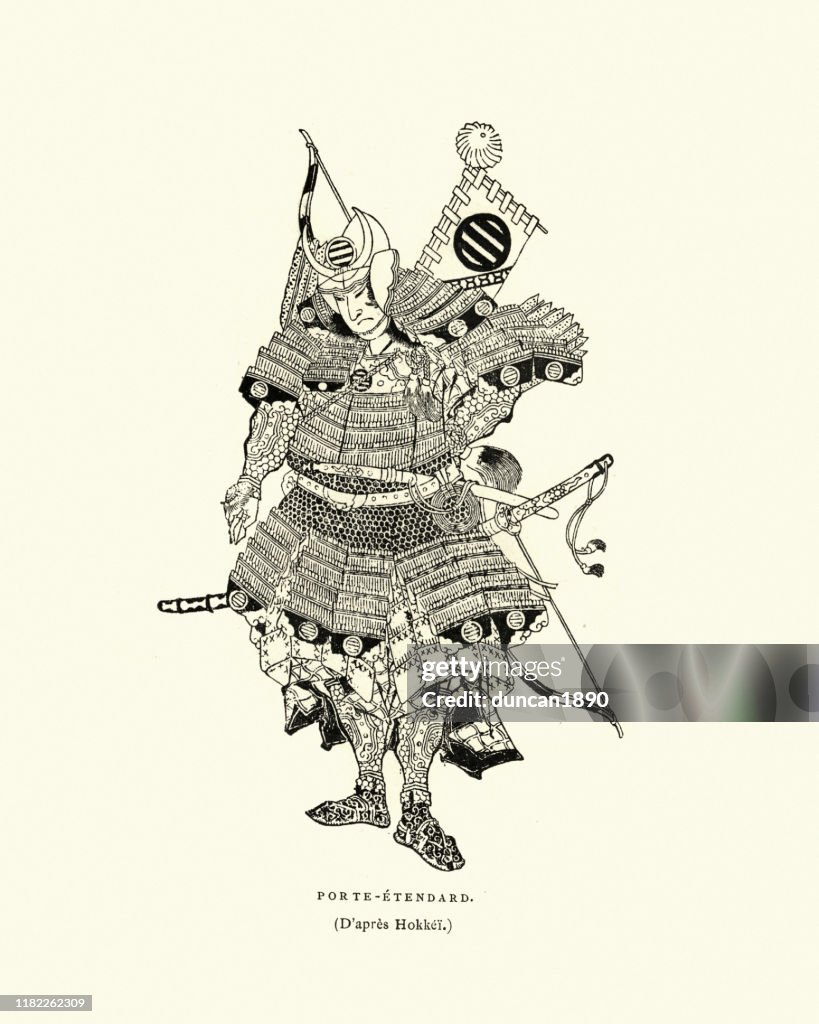 Japanese samurai warrior fully armed and armoured for war