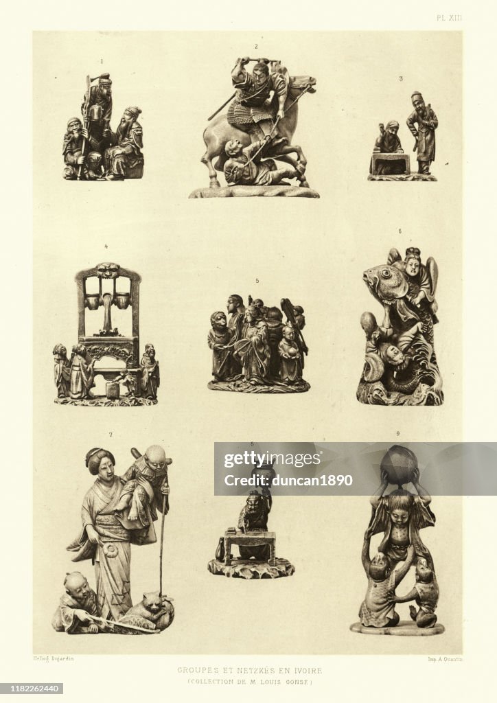 Netuke Examples Of Japanese Netsuke Miniature Sculptures In Ivory High-Res ...