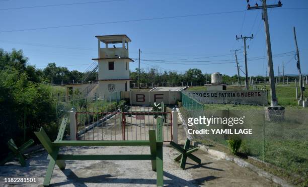 View of a Cuban military post in Caimanera, Guantanamo province, Cuba, on November 14, 2019. - Díaz-Canel arrived to Caimanera where the United...