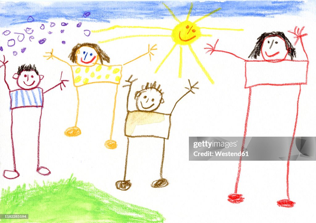 Children¥s drawing, happy family