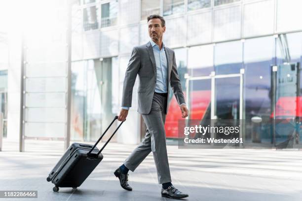 businessman with baggage on the go - man airport stockfoto's en -beelden