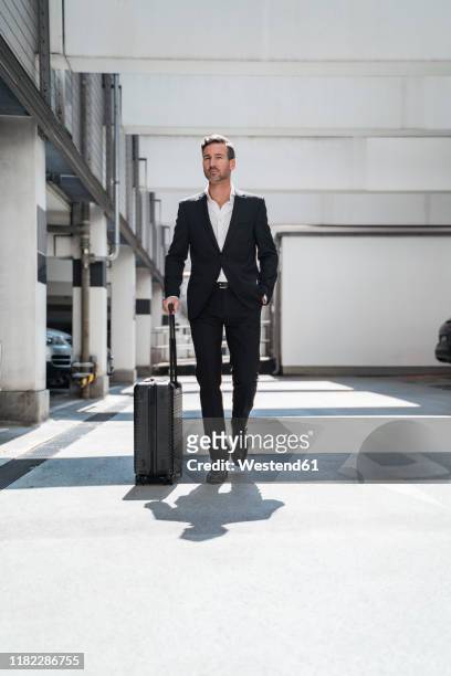 businessman with baggage on the go - car arrival stock pictures, royalty-free photos & images