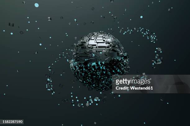 metallic sphere attracting particles - data collection stock-fotos und bilder