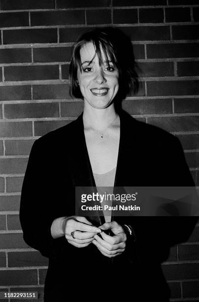 Portrait of American Folk and Pop musician Suzanne Vega as she poses at the West End nightclub, Chicago, Illinois, July 16, 1985.
