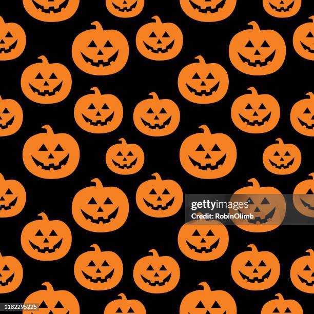 jack o lantern seamless pattern 2 - textile patch stock illustrations