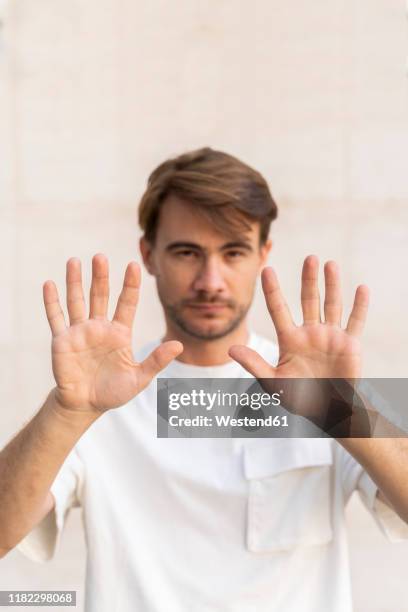 Hand Raises Close Man Raising Hands Closeup High-Res Stock Photo - Getty Images