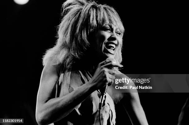 American R&B and Pop singer Tina Turner performs onstage at the Park West, Chicago, Illinois, January 29, 1983.