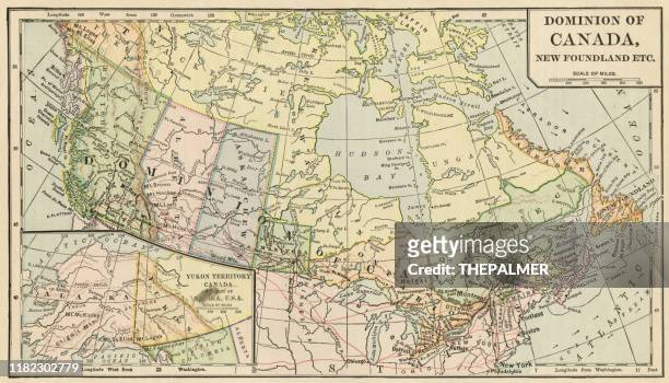 map of canada 1899 - british columbia map stock illustrations