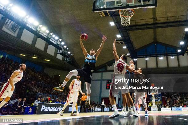 Vojislav Stojanovic of Vanoli in action during the LBA LegaBasket of Serie A match between Vanoli Cremona and AX Armani Exchange Olimpia Milan at...