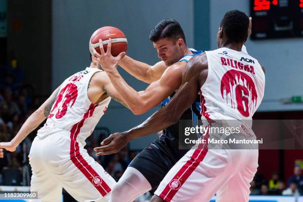 Vojislav Stojanovic of Vanoli in action during the LBA LegaBasket of Serie A match between Vanoli Cremona and AX Armani Exchange Olimpia Milan at...