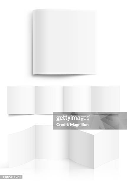 ilustrações de stock, clip art, desenhos animados e ícones de white square shape blank booklet - panfleto