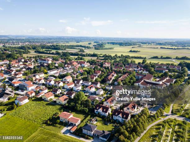 aerial view of the town of bad fussing - rural landscape stock-fotos und bilder