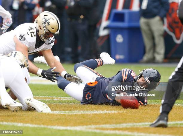 Safety was recorded by the New Orleans Saints following the blocked punt by Pat O'Donnell of the Chicago Bears during the first quarter at Soldier...