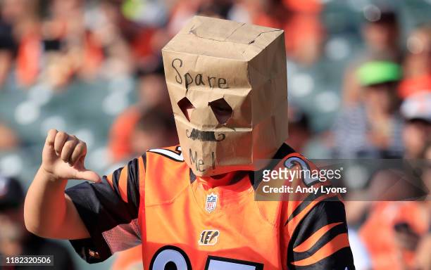 A Cincinnati Bengals fan wears a bag on his head during the game... News  Photo - Getty Images