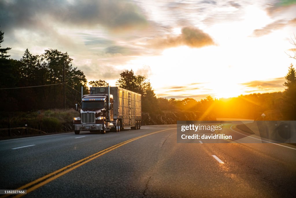 Long Haul Semi Truck on a Rural Canadian Highway