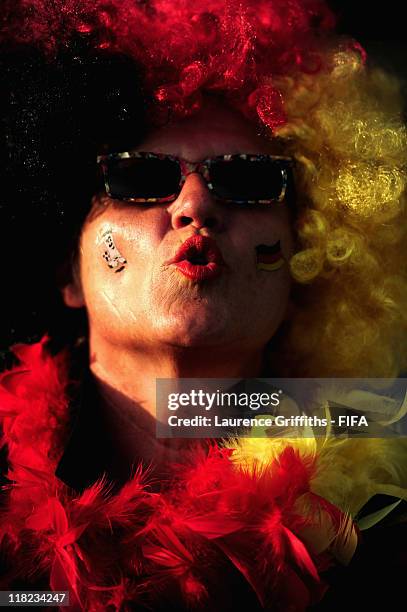 German fans enjoy the pre match build up prior to the FIFA Women's World Cup 2011 Group A match between France and Germany at Borussia Park on July...