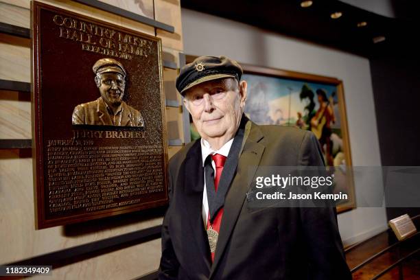 Inductee Jerry Bradley seen with his Hall of Fame plaque during the 2019 Country Music Hall of Fame Medallion Ceremony at Country Music Hall of Fame...