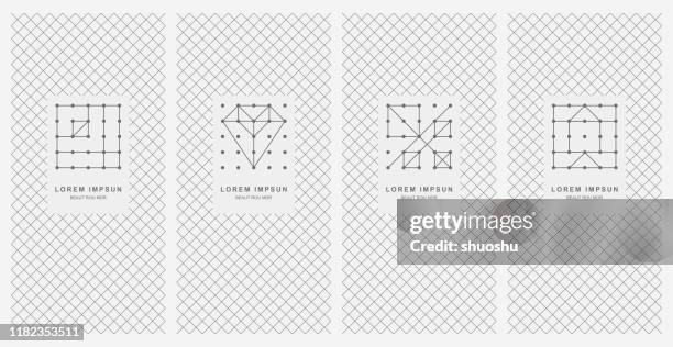 minimalism line geometric pattern with grid cover collection - book rows stock illustrations