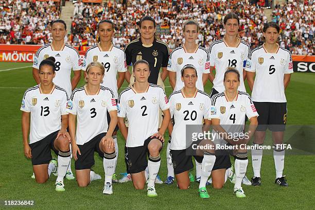 The German team line up prior to the FIFA Women's World Cup 2011 Group A match between France and Germany at Borussia Park on on July 5, 2011 in...