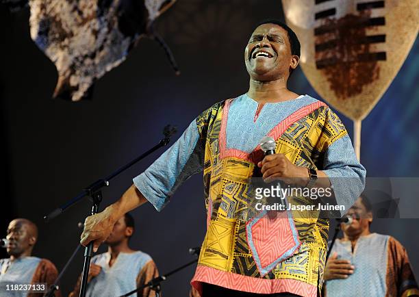 Ladysmith Black Mambazo performs during the opening ceremony of the 123rd IOC session on July 5, 2011 in Durban, South Africa. The annual general...