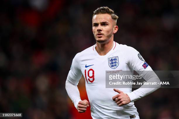 James Maddison of England during the UEFA Euro 2020 qualifier between England and Montenegro at Wembley Stadium on November 14, 2019 in London,...
