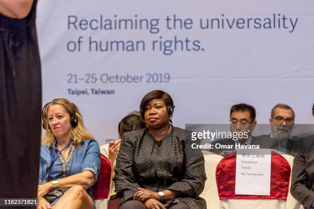 Fatou Bensouda , Chief Prosecutor of the International Criminal Court, listens to speeches during the opening ceremony of the congress of the...