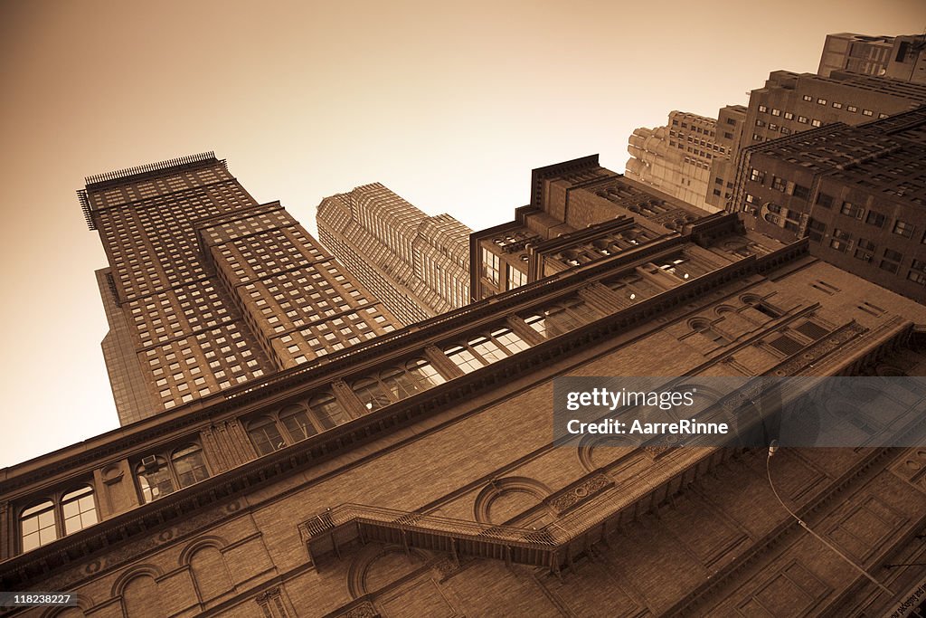 Carnegie Hall exterior in sepia