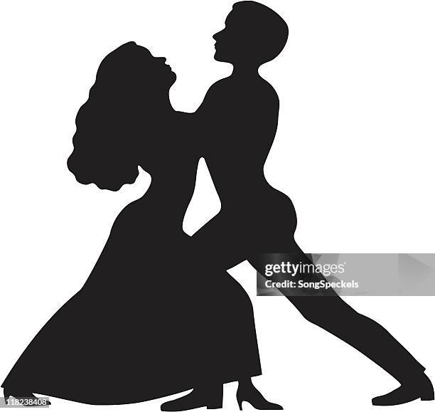 ilustrações de stock, clip art, desenhos animados e ícones de silhueta de dança casal - tango