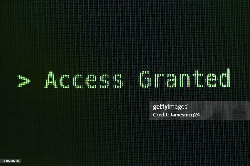 Access granted message in green