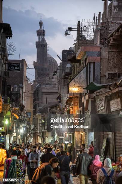 late afternoon picture of al moaz street in cairo, egypt - cairo city stock pictures, royalty-free photos & images