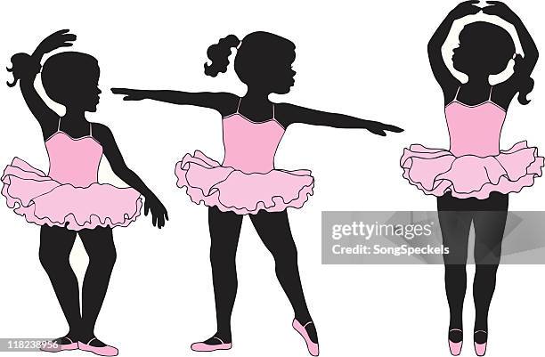 little girl ballet dancers in silhouette - ballet dancer stock illustrations