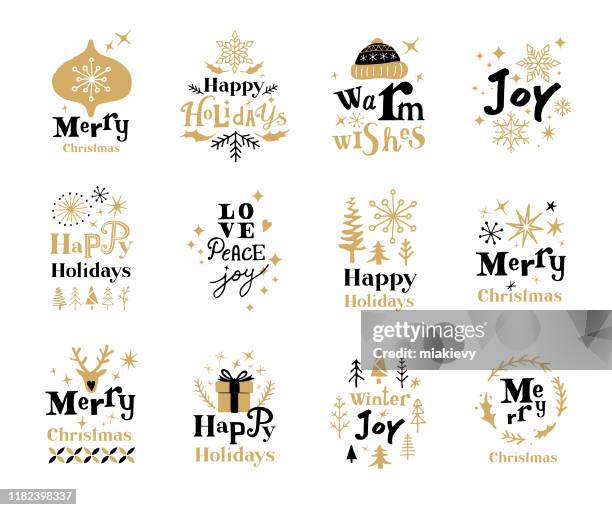 ilustrações de stock, clip art, desenhos animados e ícones de christmas holiday labels - ditado