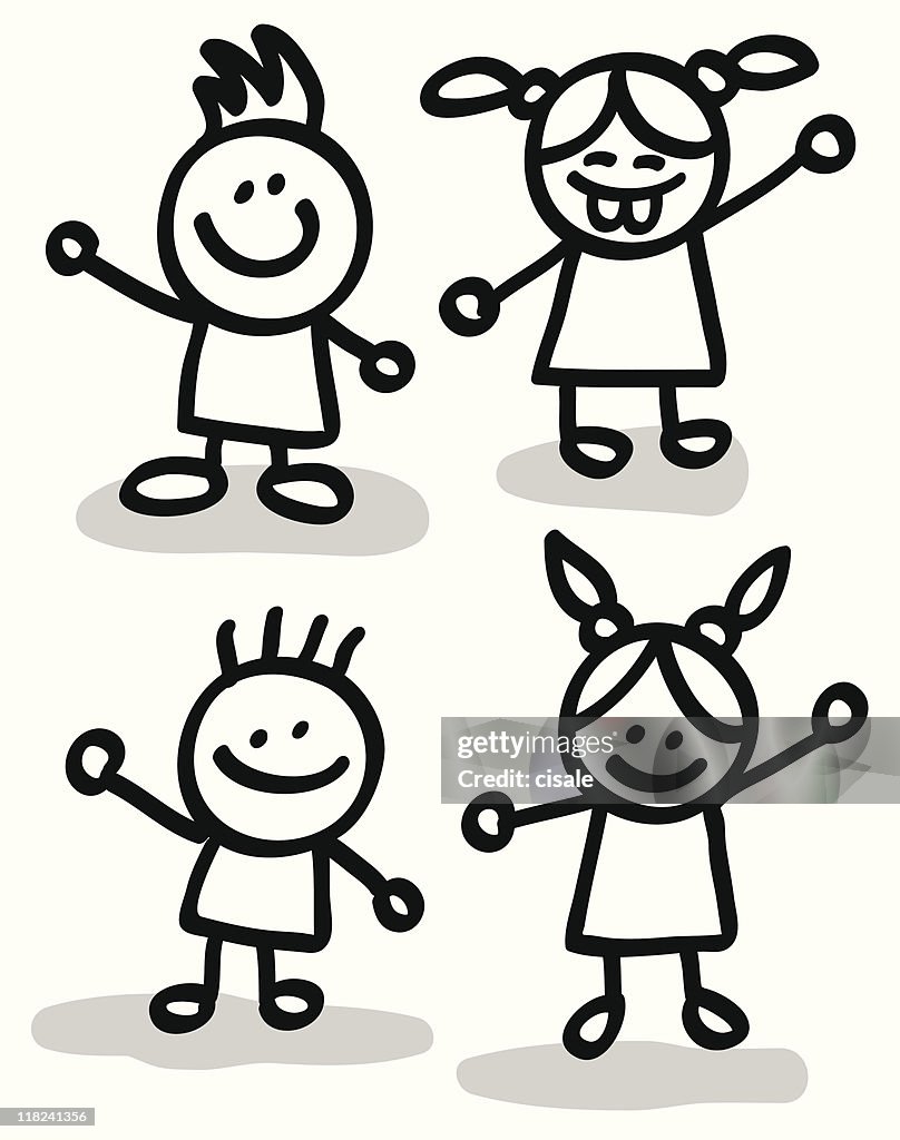Happy Children Friends Group Cartoon Illustration High-Res Vector Graphic -  Getty Images