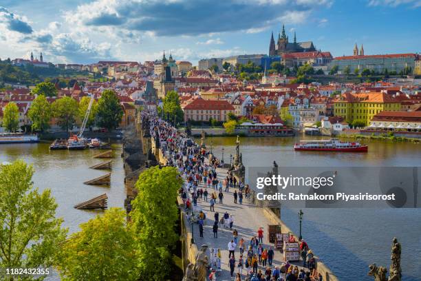 the charles bridge of prague, czech republic. - prague bildbanksfoton och bilder