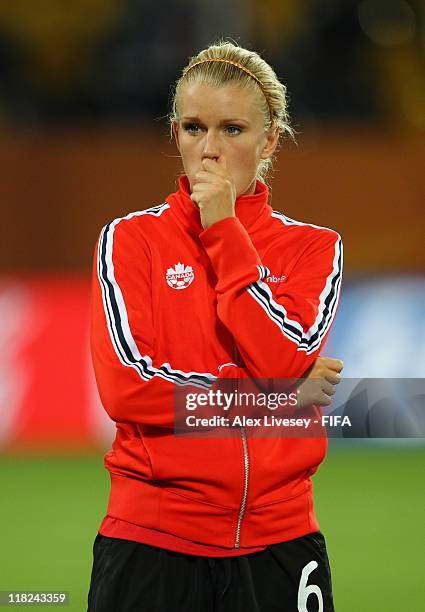 Kaylyn Kyle of Canada looks dejected after defeat to Nigeria in the FIFA Women's World Cup Group A match between Canada and Nigeria at the...