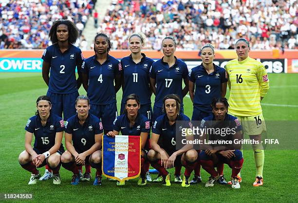 The France team line up during the FIFA Women's World Cup 2011 Group A match between France and Germany at Borussia Park on July 5, 2011 in...