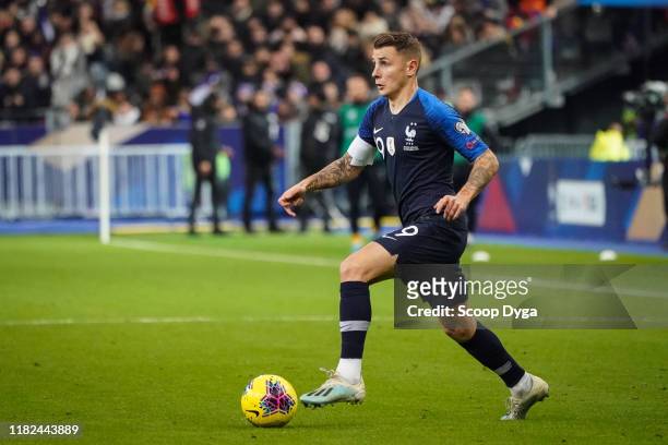 Lucas DIGNE of France during the Euro Cup Qualification - Group H match between France and Moldavie on November 14, 2019 in Saint-Denis, France.