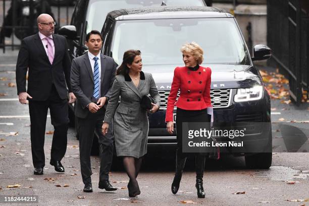 Princess Haya Bint al-Hussein arrives at the High Court with her lawyer Fiona Shackleton on November 15, 2019 in London, England. Princess Haya has...