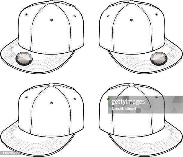 flat visor cap (bw) - baseball cap isolated stock illustrations