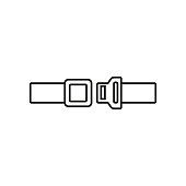 Seat belt icon vector. High quality black outline pictogram for web site design and mobile apps. Vector illustration on a white background.