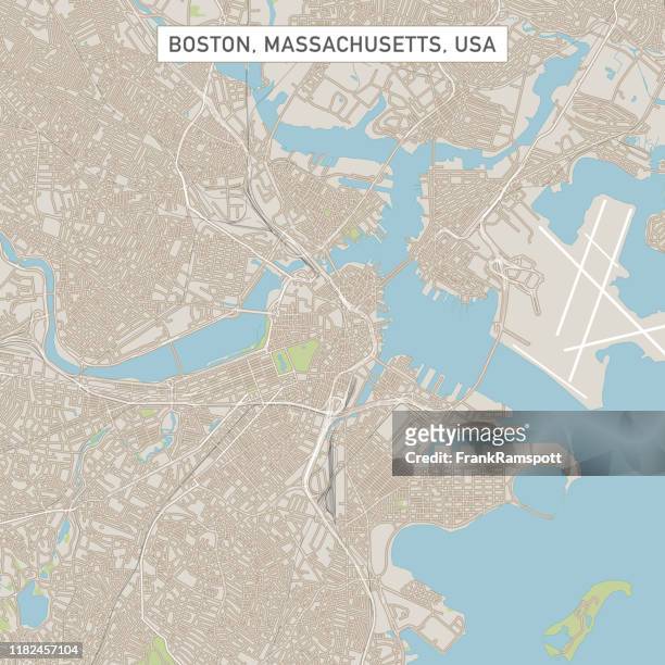 boston massachusetts us city straßenkarte - boston harbor stock-grafiken, -clipart, -cartoons und -symbole